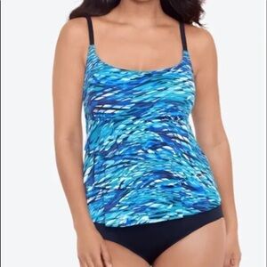 Swim Solutions Longitude Triple Tier Tummy Control Long Torso One-Piece Swimsuit